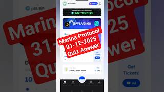 Marina Protocol 31-12-2025 Quiz Answer | #marinaprotocol #freeminingcoin #crypto #mining