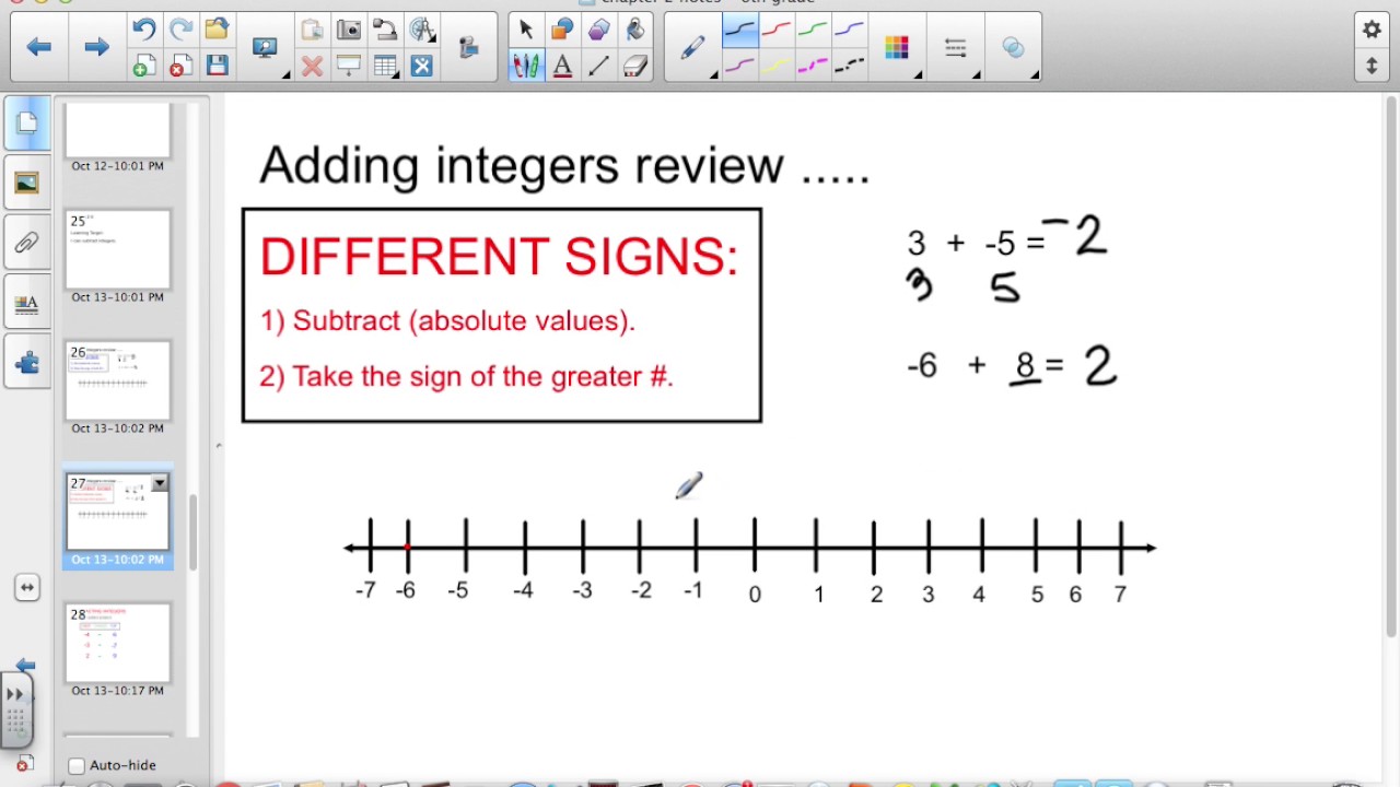 6th Grade 2 5 Subtracting Integers - YouTube