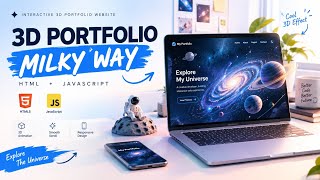 BUAT 3D PORTFOLIO WEBSITE DENGAN MILKY WAY GALAXY ANIMATION | HTML CSS JAVASCRIPT | FREE SOURCE🚀 
