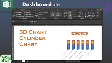 How to create 3D infographic cylinder chart in Excel for Sales Vs Cogs, How to create 3Excel charts