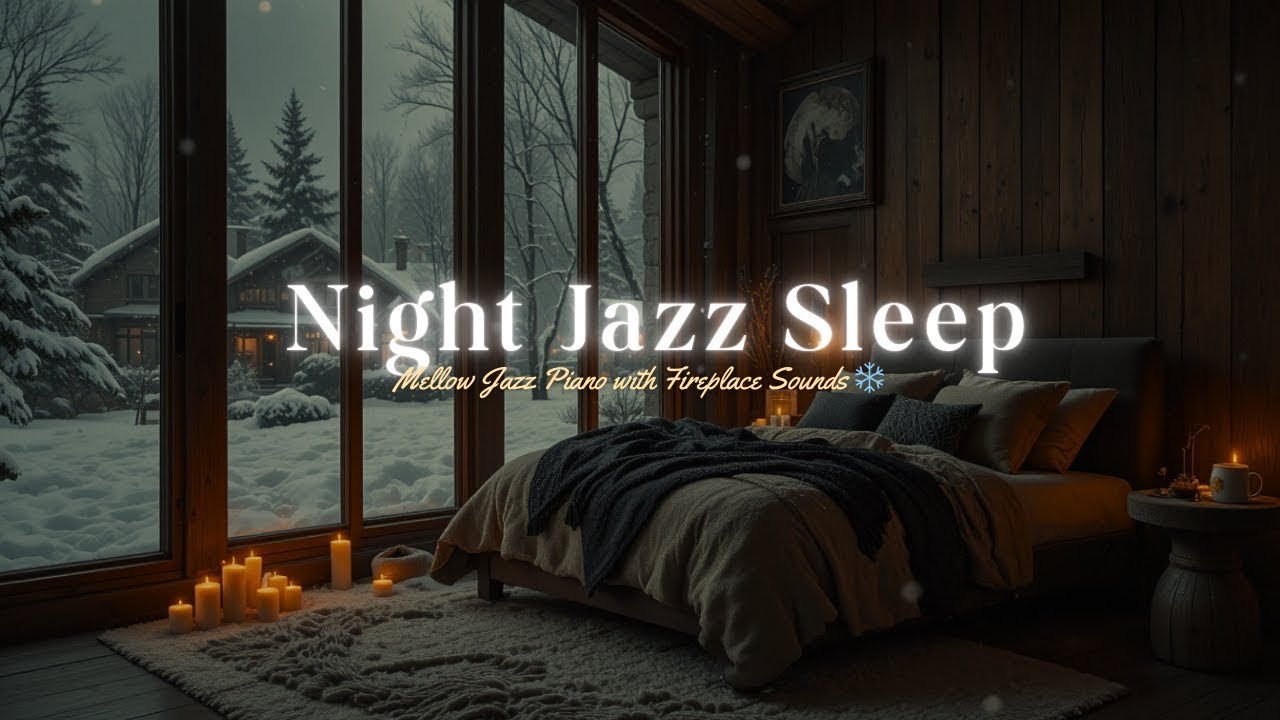 Calm Mellow Jazz Piano with Fireplace Sounds ❄️ Cozy Winter Bedroom Mood for Sleep