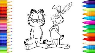 Fun Garfield & Rabbit Coloring Video | Art for Toddlers & Kids #439