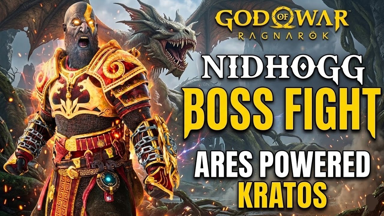 NIDHOGG Boss Fight (Full Cinematics) - Ares Build Kratos - God Of War ...
