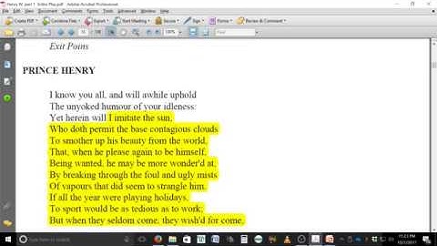 Henry IV Part I Textual Analysis