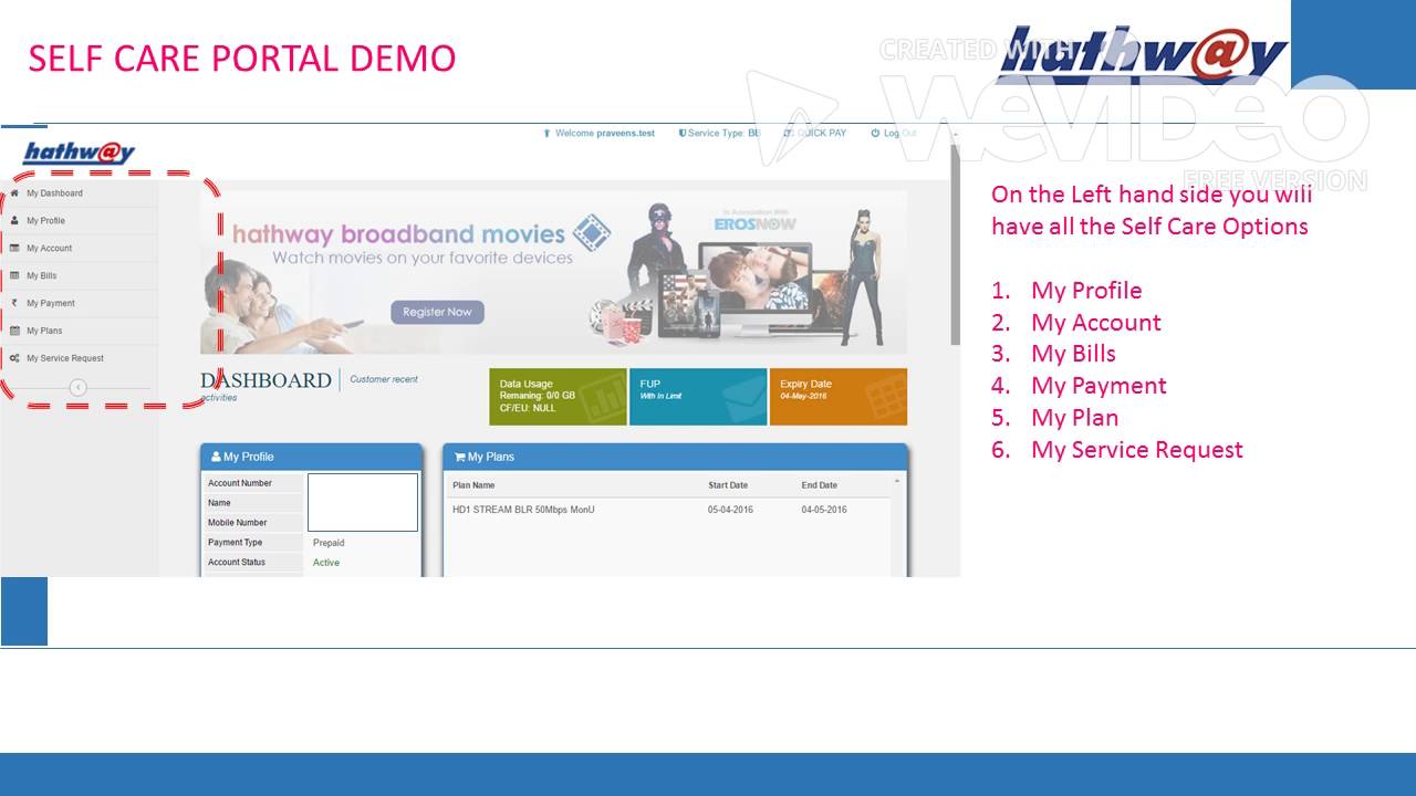 hathway broadband self care billing system youtube heathway broadband