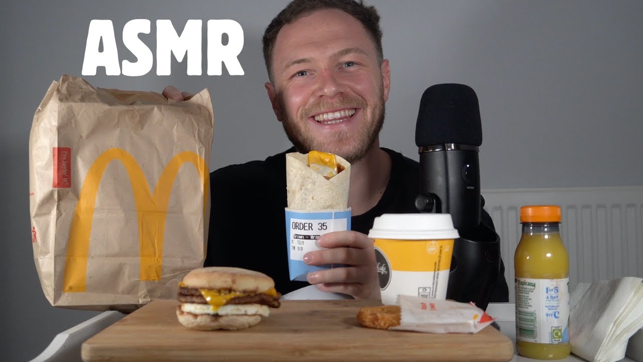 Soft Whispered ASMR Mukbang: McDonald's Breakfast Menu