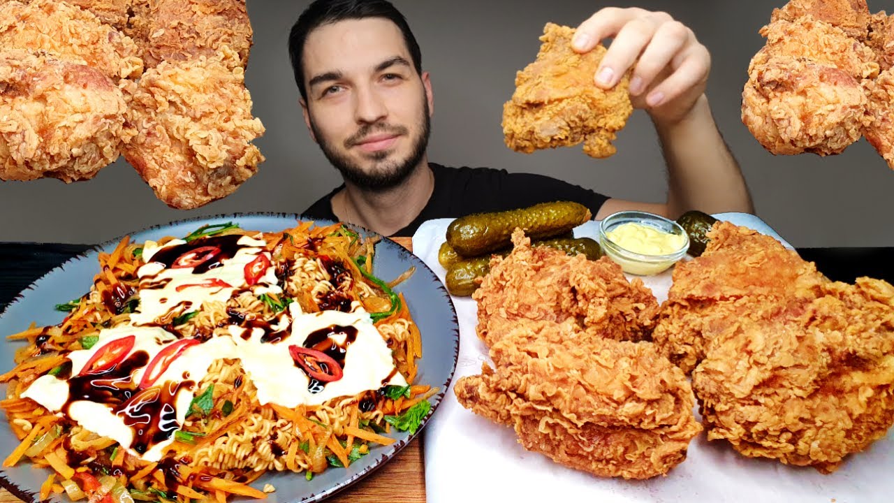 MUKBANG ASMR  Masala Maggi Crispy Chicken Thighs with Maggi Noodles COOKING AND EATING