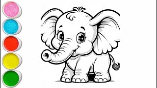 How to draw elephant Drawing for kids, Painting &amp; Coloring for kids, Toddlers | Let's Draw Together