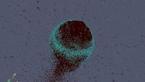 Planetary embryo collision: 0.8 Moon with 20% water in mantle hits 0.5 Mars head-on, full spheres