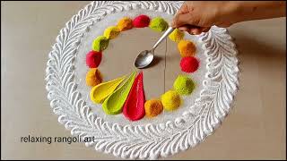 #848 easy and simple flowers rangoli designs | relaxingrangolivideo | satisfyingrangolivideo