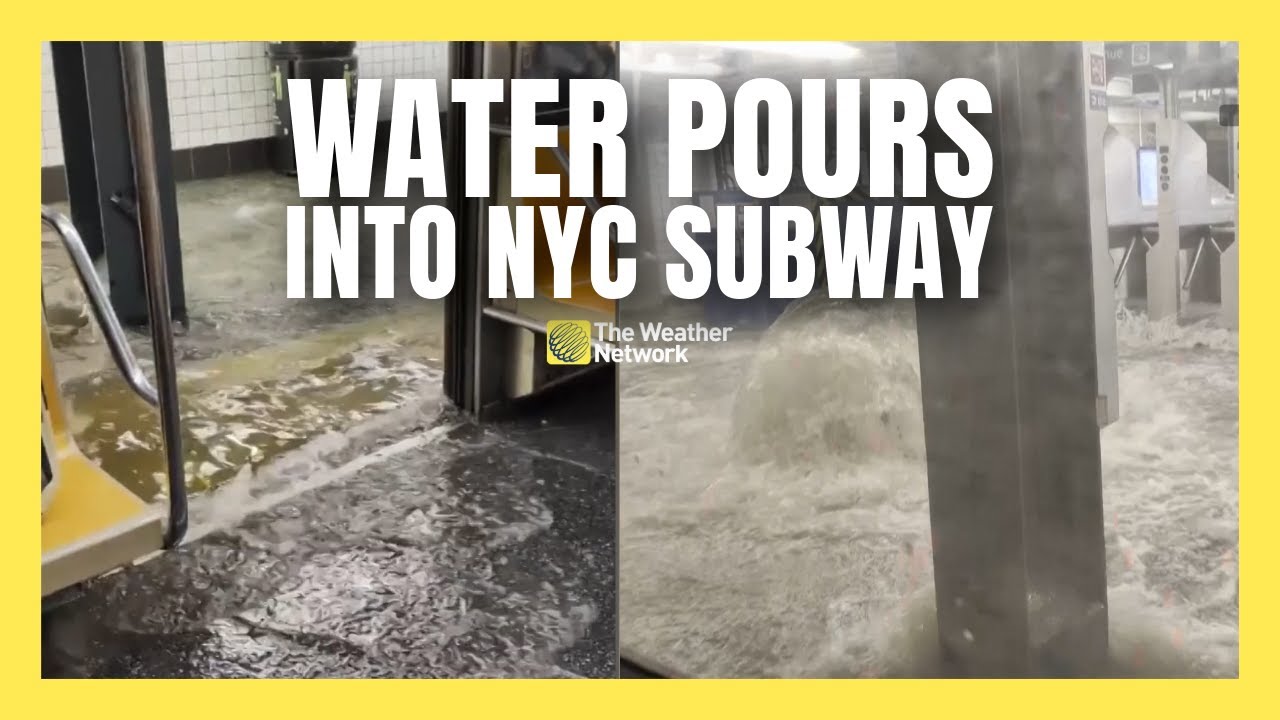 Floodwater Gushes Into New York City Subway Station Amid Heavy Rainfall ...