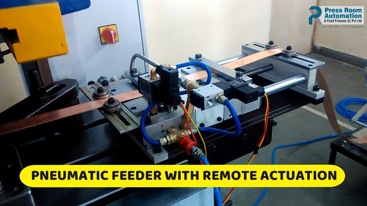 PNEUMATIC FEEDER WITH REMOTE ACTUATION AND PNEUMATIC DECOILER FOR COPPER COMPONENTS LINE