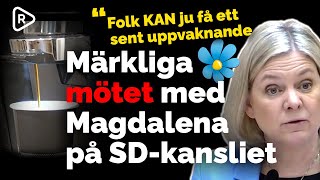 Magdalena Andersson dök upp med vakter på SD-kansliet | Stod nära Jimmie Åkessons kontor