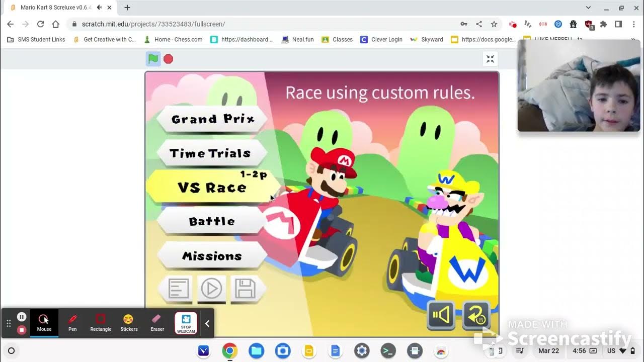 playing mario kart on scratch YouTube