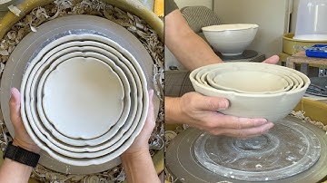 498. Trimming/Fitting 5 Nesting/Stackable Bowls With Hsin-Chuen Lin 林新春 5個套碗修坯示範