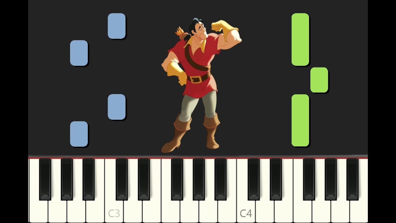 piano tutorial "GASTON" from Beauty and the Beast, Disney, with free