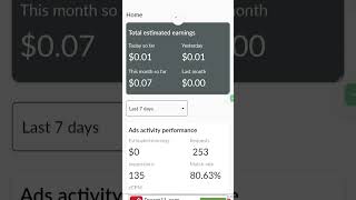 Admob Dashboard Earning Day 3 #shorts