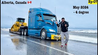 Surprising Snow Reducing visibilty | Driving peterbilt Heavy Load in Mountains | Canada