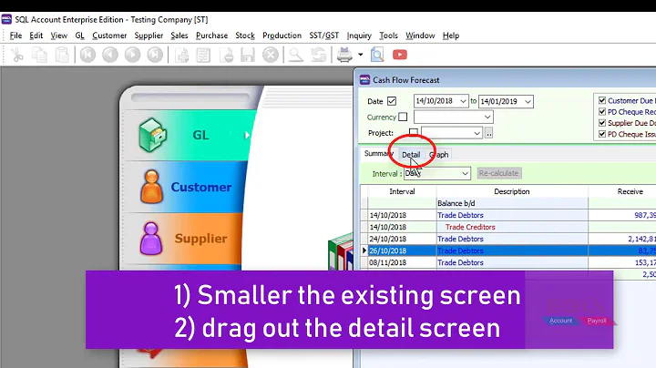 SQL Account - Cash Flow Forecast