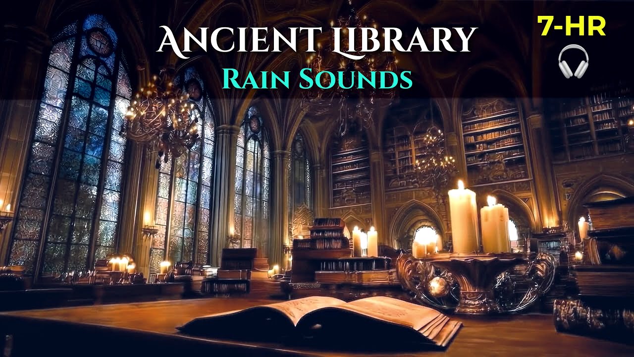 Lost in an Ancient Library | Candlelit Ambience with Gentle Rain