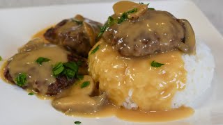 Jollibee Style Burger Steak with Mushroom Gravy