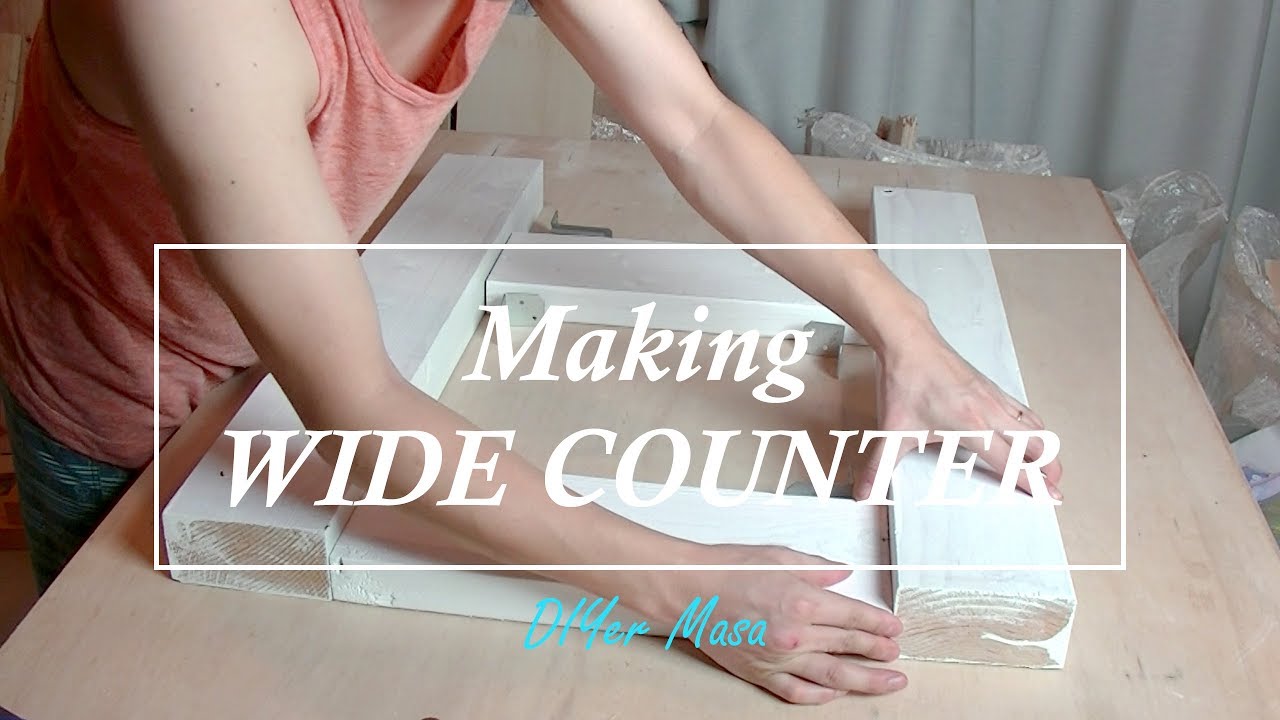 木工DIY] 2.5m幅の木製カウンターを作った！#3 Making wide counter