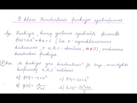 9 klasė. Kvadratinės funkcijos apibrėžimas