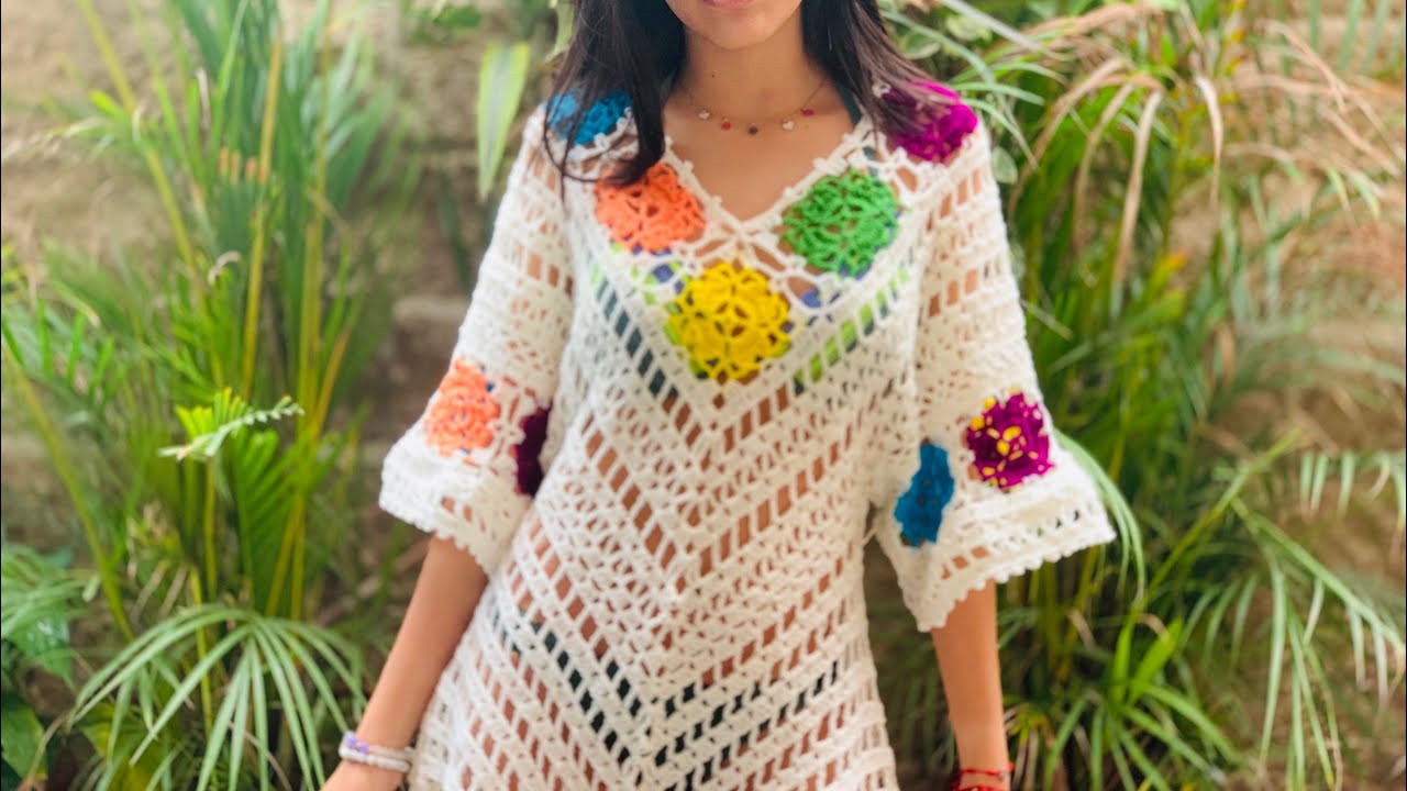 Como tejer Vestido de Playa Brisa -a crochet- (Vestido 1a PARTE - YouTube