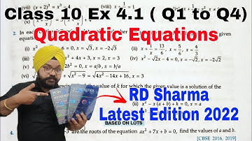 RD Sharma Class 10 Solutions Chapter 4 Quadratic Equations Ex 4.1 Q1 to Q4 Latest Edition Book 2022