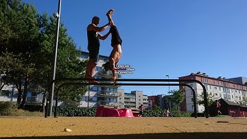 Parallel bar handstand.