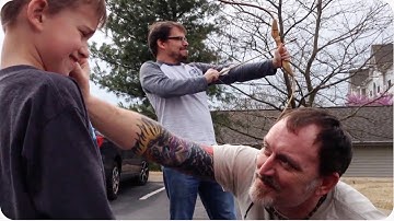 Bow and Arrow Tooth Extraction | AWESOME Dad Pulls Son