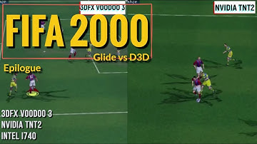 FIFA 2000 [Epilogue] -  3DFX Voodoo 3 vs NVIDIA TNT2 vs Intel i740  [No Commentary]