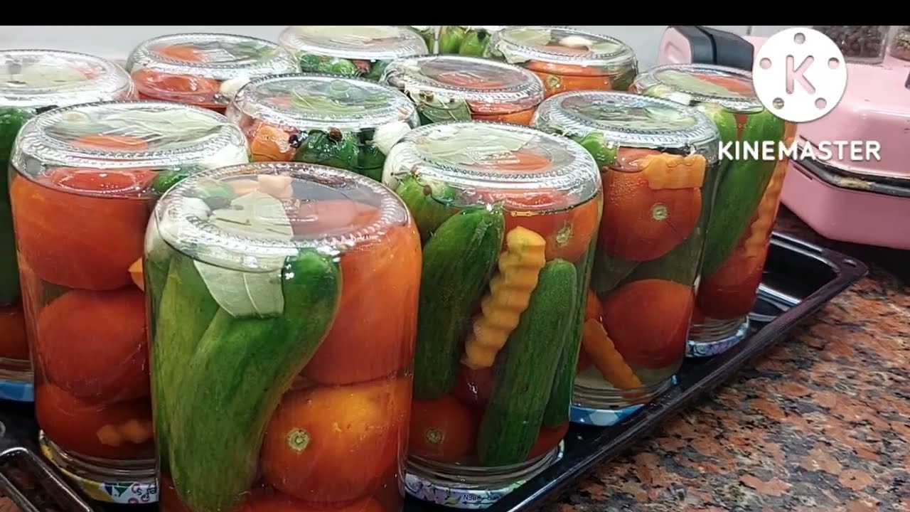 Хрустяшие 🥒🍅🥒Огурцы🥒🍅🥒 на зиму + помидоры 🍅 🍅 🥕🥕без уксус. salatalık turşusu.