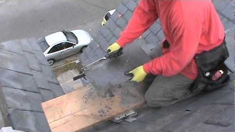 Cutting Slate with Stake & Hammer