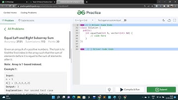 Interview Series 51 || question 1  || GFG  || Equal Left and Right Subarray Sum