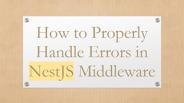 How to Properly Handle Errors in NestJS Middleware