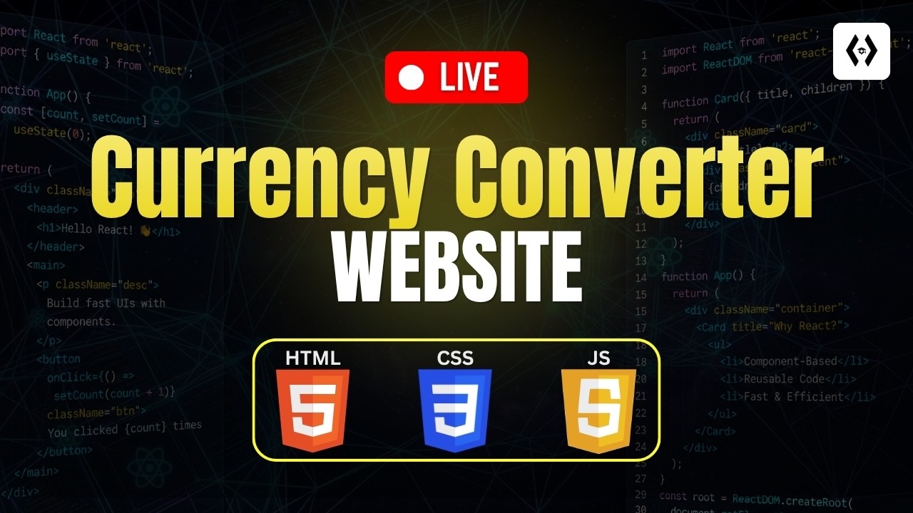 🔴 Live Coding: Build a Currency Converter (HTML, CSS & JavaScript ...
