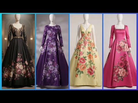 Stunning Floral Satin Gowns | Luxury Evening Gown Designs & Elegant Ball Dresses