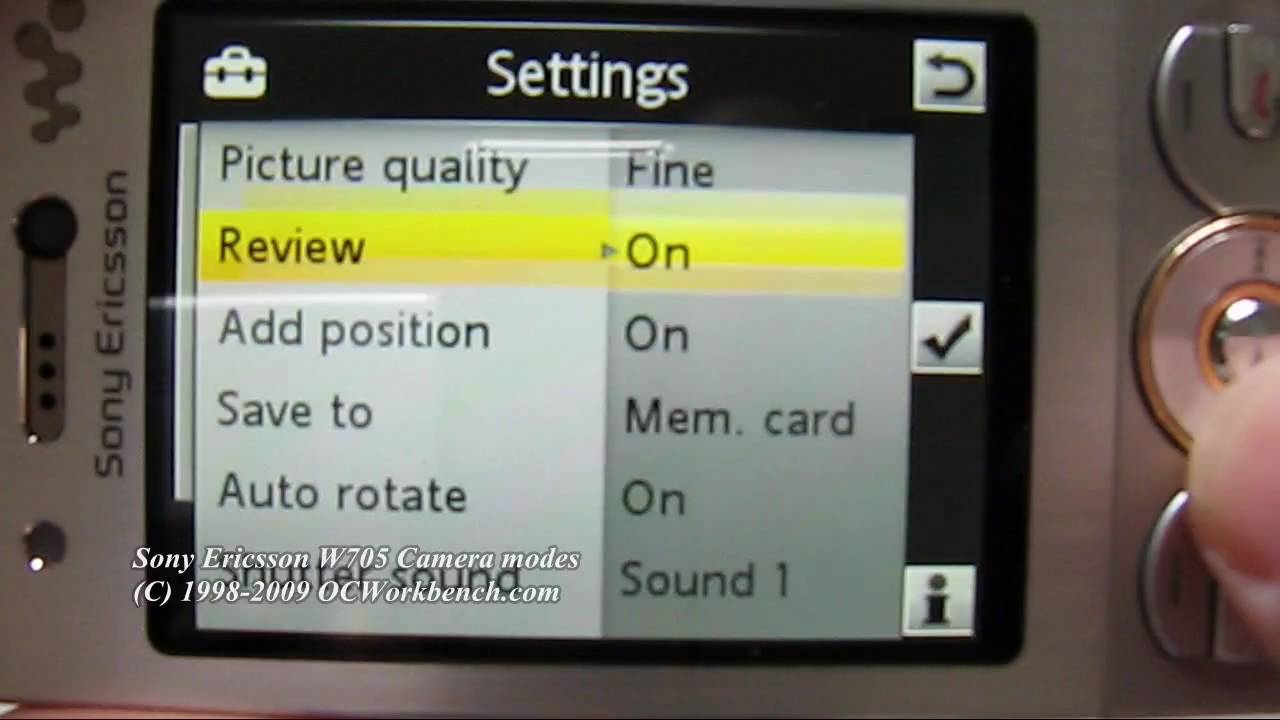 SE W705 camera modes @ OCWORKBENCH