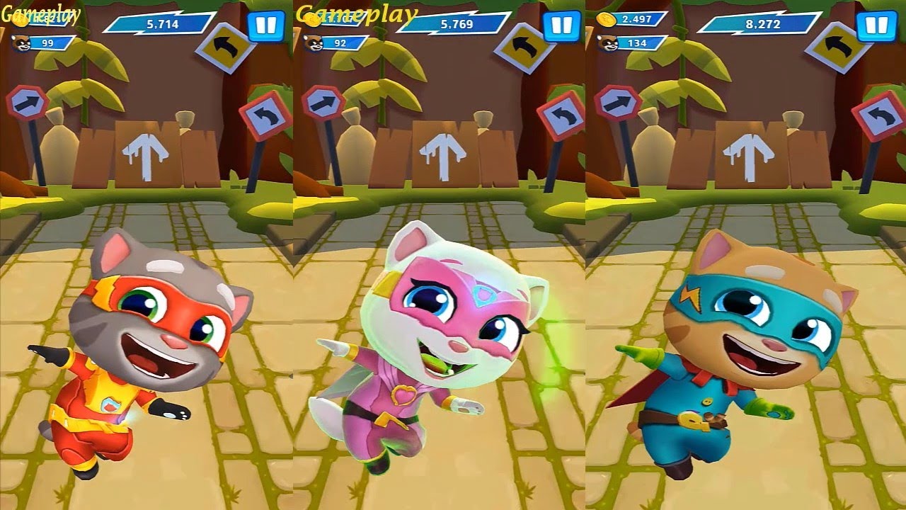 Talking Tom Hero Dash  2021 - SUPER TOM VS SUPER ANGELA VS SUPER GINGER IN THE JUNGLE Gameplay HD