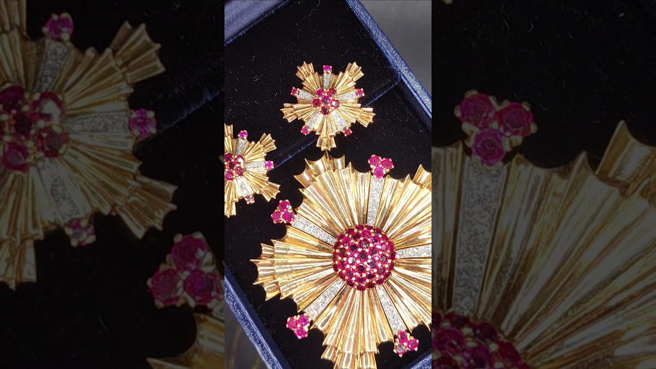 ВАЖНЫЙ винтажный ювелирный набор TIFFANY & Co. из 18-каратного золота с рубинами — найден в ломба...