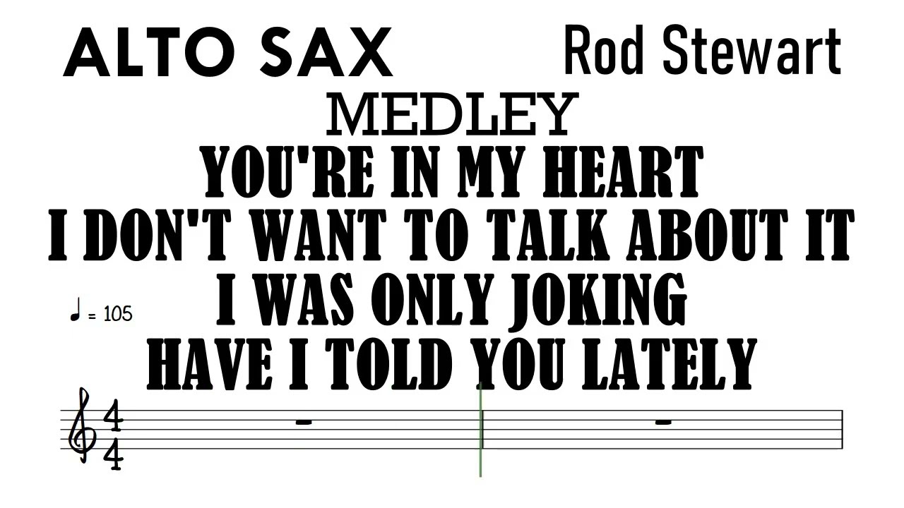 Rod Stewart Medley Alto Sax  Sheet Music Backing Track Partitura