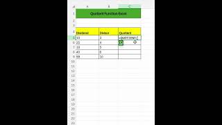 Find Quotient In Excel | Quotient Excel Formula #maths #excel #learn #quotient #calculation #formula