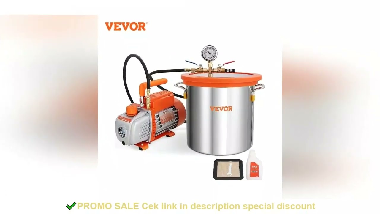 VEVOR 3GAL/5GAL Vacuum Chamber&3.5CFM Pump Kit Tempered Glass Lid Vacuum Degassing Chamber Kit for S