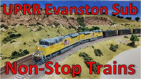 Non-Stop Trains thru Castlerock on the Union Pacific Evanston Sub Model Train Layout with Operations