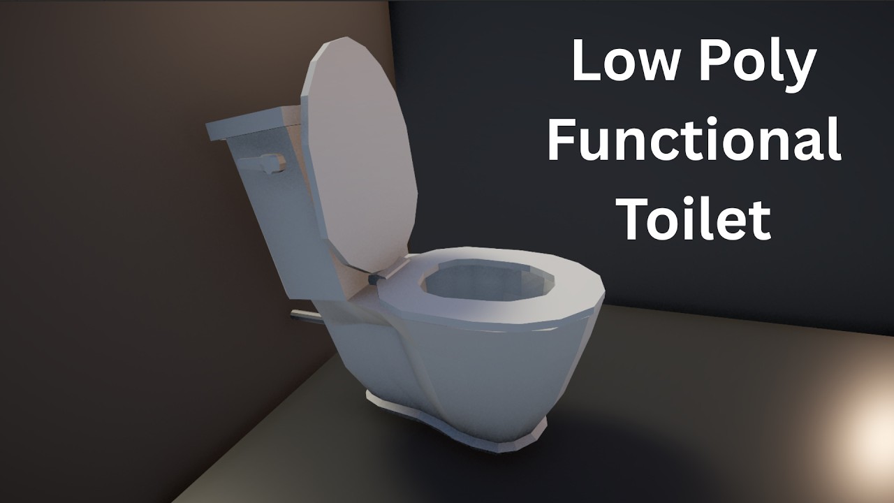Functional Low Poly Toilet (Animated Flush + Water), video preview 2
