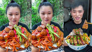 Chinese Gourmet Food Eating Show Braised Pork Belly, Meicai Pork Belly | Rural Food Eating Challenge