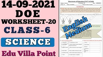 Class 6 Science Worksheet 20(14/09/2021) English Medium| Class 6 Science  | Edu Villa Point