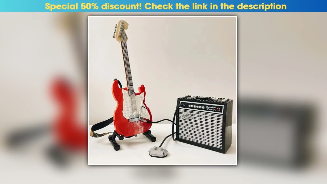 1074PCS Creative Black Or Red 1970s Fender Stratocaster Guitar Building Blocks 21329 Assemble