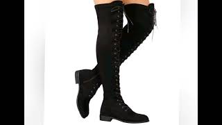 Rs 7$ Cross-tied Over The Knee Boots for Women Autumn Winter Shoes Link in Discription 